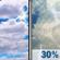 Today: A slight chance of showers and thunderstorms between 3pm and 5pm, then a chance of showers and thunderstorms. Partly sunny, with a high near 76. South southwest wind 10 to 15 mph, with gusts as high as 20 mph. Chance of precipitation is 30%. New rainfall amounts less than a tenth of an inch possible. Today: Partly Sunny then Slight Chance Showers And Thunderstorms