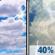 Saturday: A chance of showers and thunderstorms after 1pm. Partly sunny, with a high near 85. Southwest wind 5 to 15 mph, with gusts as high as 25 mph. Chance of precipitation is 40%. Saturday: Partly Sunny then Chance Showers And Thunderstorms