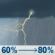 Sunday: Showers and thunderstorms. Mostly cloudy, with a high near 84. South wind around 5 mph. Chance of precipitation is 80%. Sunday: Showers And Thunderstorms