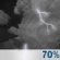 Tonight: A chance of rain showers between 7pm and 9pm, then showers and thunderstorms likely between 9pm and 2am, then a slight chance of showers and thunderstorms between 2am and 3am. Mostly cloudy, with a low around 50. Southwest wind 10 to 15 mph, with gusts as high as 35 mph. Chance of precipitation is 70%. New rainfall amounts less than a tenth of an inch possible. Tonight: Showers And Thunderstorms Likely
